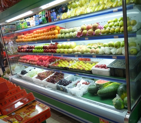 フルーツのためのスーパーマーケットの開いたスリラー/真っ直ぐに商業冷却装置