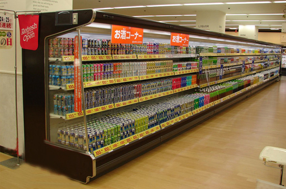 飲料のクーラー 2℃ - 10℃範囲のスーパーマーケットの複数の机の開いたスリラー/